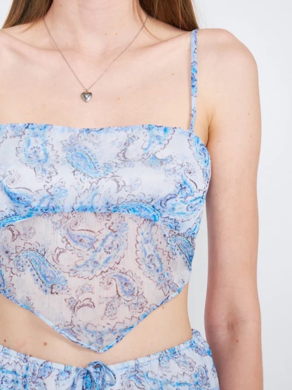 Emory Park Bandana Sheer Tie Back Crop Tank Top Medium